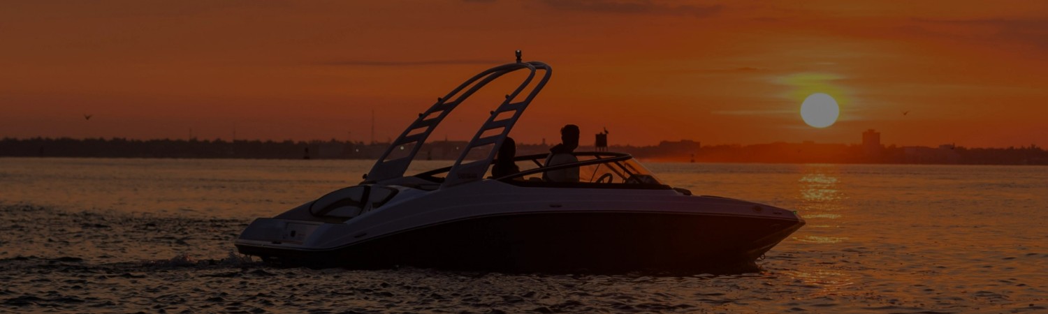 Boat on the lake at sunset