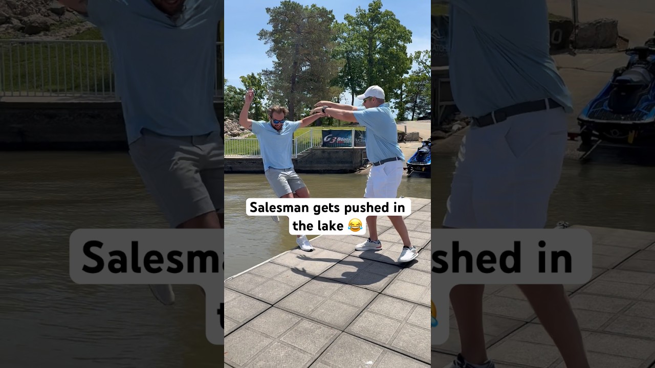 Fun day at Port 20 — salesman gets pushed in the lake